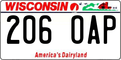 WI license plate 206OAP