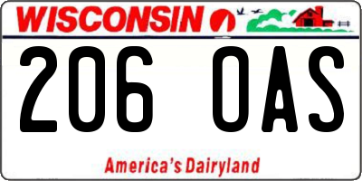 WI license plate 206OAS