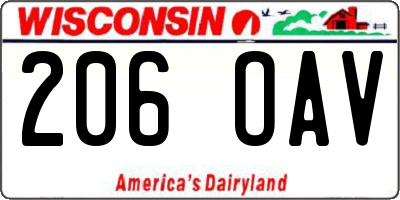 WI license plate 206OAV