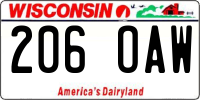 WI license plate 206OAW