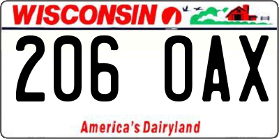 WI license plate 206OAX