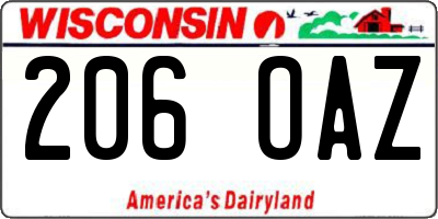 WI license plate 206OAZ