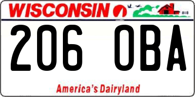 WI license plate 206OBA