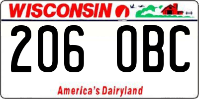 WI license plate 206OBC