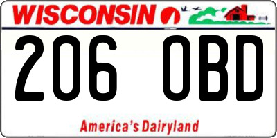 WI license plate 206OBD