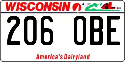 WI license plate 206OBE
