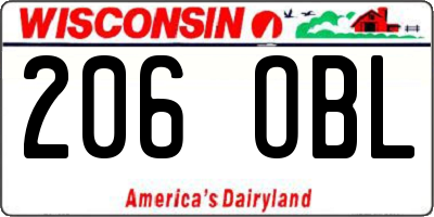 WI license plate 206OBL
