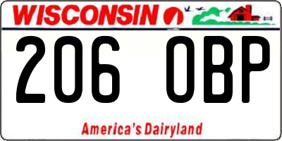 WI license plate 206OBP