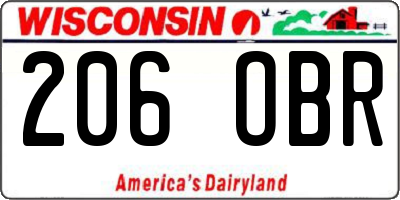 WI license plate 206OBR