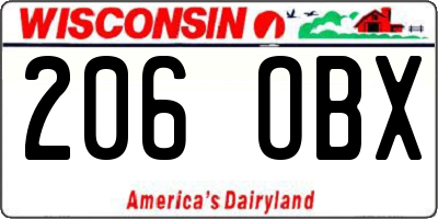 WI license plate 206OBX