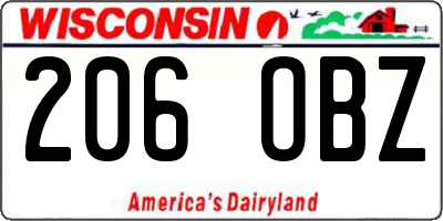 WI license plate 206OBZ