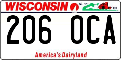 WI license plate 206OCA