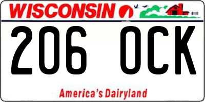 WI license plate 206OCK