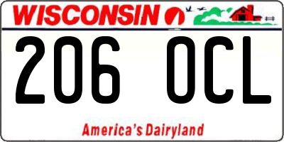 WI license plate 206OCL
