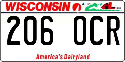 WI license plate 206OCR