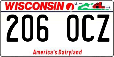 WI license plate 206OCZ