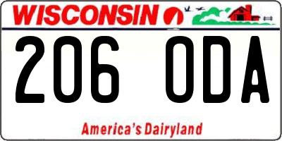 WI license plate 206ODA