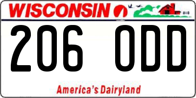 WI license plate 206ODD