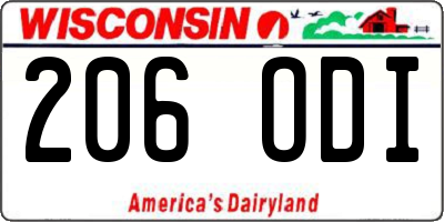WI license plate 206ODI