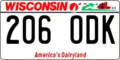 WI license plate 206ODK
