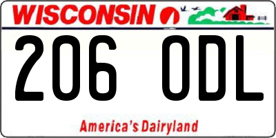 WI license plate 206ODL