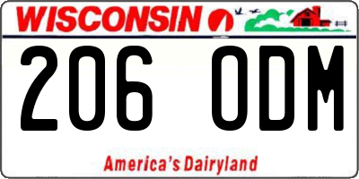 WI license plate 206ODM