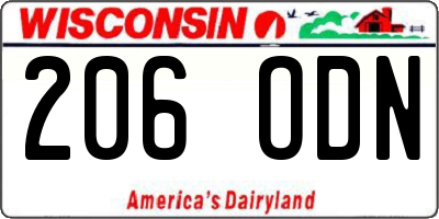 WI license plate 206ODN