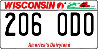 WI license plate 206ODO