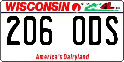 WI license plate 206ODS