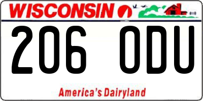 WI license plate 206ODU