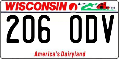 WI license plate 206ODV