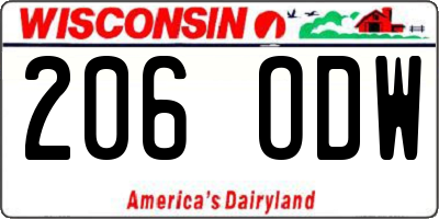 WI license plate 206ODW