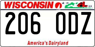 WI license plate 206ODZ