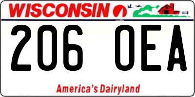 WI license plate 206OEA