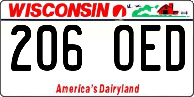 WI license plate 206OED