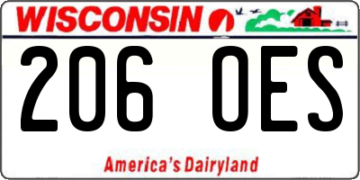 WI license plate 206OES