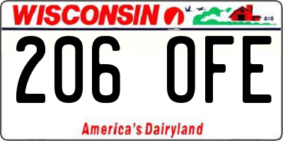 WI license plate 206OFE