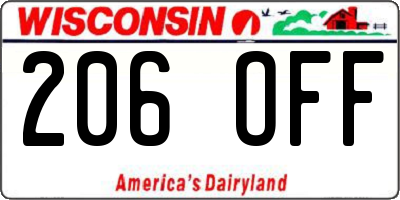 WI license plate 206OFF