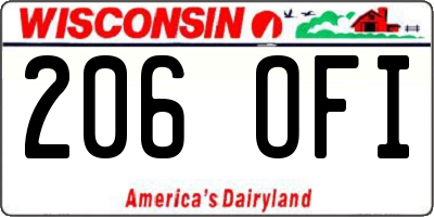 WI license plate 206OFI