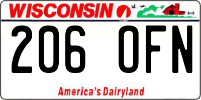 WI license plate 206OFN