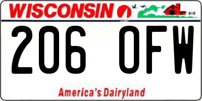 WI license plate 206OFW