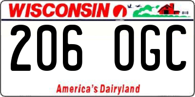 WI license plate 206OGC