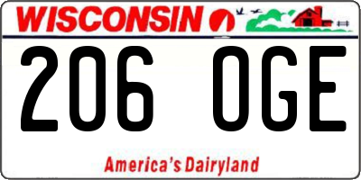 WI license plate 206OGE
