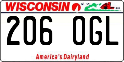 WI license plate 206OGL