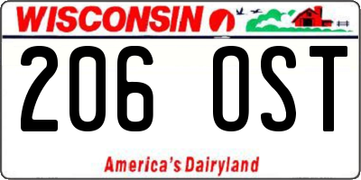 WI license plate 206OST