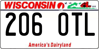 WI license plate 206OTL