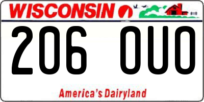 WI license plate 206OUO