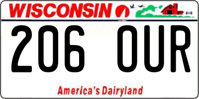 WI license plate 206OUR
