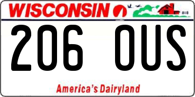 WI license plate 206OUS