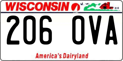 WI license plate 206OVA